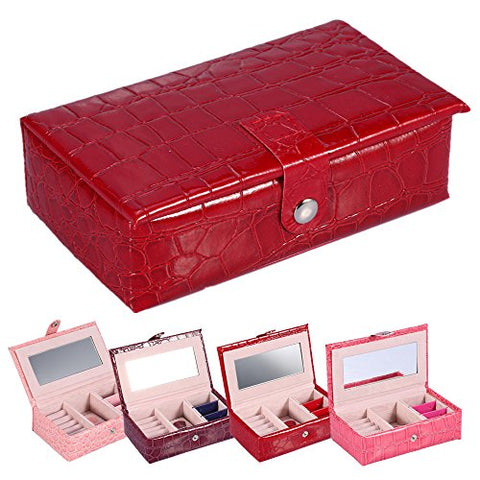 Portable Travel Jewelry Box Case Organizer Holder With Mirror Used To Storage Ring Earring Necklace