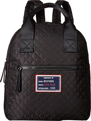 Tommy Hilfiger Women's Nylon Patch Quilt Large Backpack Black One Size
