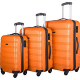 3 piece luggage set with TSA lock hard side swivel suitcase Orange