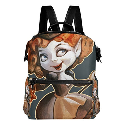Colourlife Halloween Witch On Broomstick Stylish Casual Shoulder Backpacks Laptop School Bags