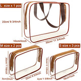 Clear Makeup Bags, APREUTY TSA Approved 6Pcs Cosmetic Makeup Bags Set Clear PVC w/ Zipper Handle Portable Travel Luggage Pouch Airport Airline Bags Bathroom (Coffee)