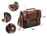 ECOSUSI Vintage Crossbody Messenger Bag Satchel Purse Handbag Briefcase for Women & Girl, Coffee