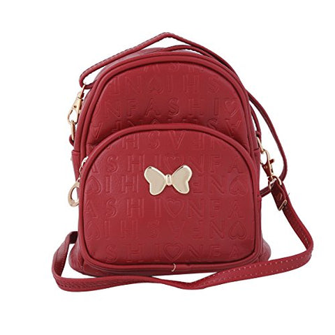 Damara Young Girl's Zipper Small Travelling Casual Backpack,Wine Red