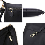 Sealinf Women'S Cowhide Leather Clutch Handbag Small Shoulder Bag Purse (Black)