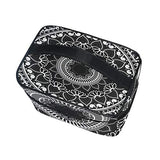 GIOVANIOR Black Ethnic Flower Mandala Large Cosmetic Bag Travel Makeup Organizer Case Holder for