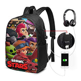 b-ra-wl s-ta-rs Student School Bag Laptop Backpack Casual Tourist Backpack For Men Women