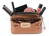 Nicole Miller Metallic Oversized Gold Zipper Makeup Pouch For Women And Adults in Bronze