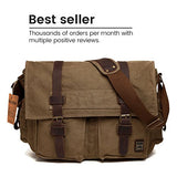 Berchirly Vintage Military Men Canvas Messenger Bag for 14.7Inch Laptop