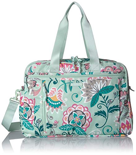 Vera Bradley Lighten Up Weekender Travel Bag, Polyester, Mint Flowers