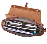 Addey Supply Company 16" Leather Messenger Bag for Laptop Briefcase Bag 16.5X6X12 inch Abyss