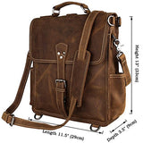 Berchirly Genuine Leather Laptop Backpack Bookbag For Men Women Large Travel Rucksack Brown