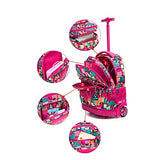 Qcc& Boys Girls Rolling School Backpack - High Capacity Outdoor Travelling Trolley Schoolbag
