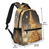 Casual Backpack,Merry Christmas Shining Gold Dressed Tre,Business Daypack Schoolbag For Men Women Teen
