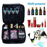 Travel Makeup Train Case Makeup Cosmetic Case Organizer Portable Artist Storage Bag 10.3'' with Adjustable Dividers for Cosmetics Makeup Brushes Toiletry Jewelry Digital accessories Black