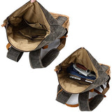 Mwatcher Waterproof Waxed Canvas Leather Backpack College Weekend Travel Rucksack 15in laptops