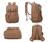 Crest Design Canvas Hiking Travel Daypacks School Laptop Backpack Rucksack 30L (Brown)