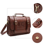Ecosusi Women Vintage Faux Leather Messenger Shoulder Satchel Weekender Fashion Bag, Dark Brown
