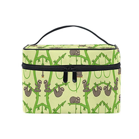 Makeup Bag Sloths Ivy Leaves Travel Cosmetic Bags Organizer Train Case Toiletry Make Up Pouch