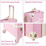 CO-Z Premium Vintage Luggage Sets 24" Trolley Suitcase and 12" Hand Bag Set with TSA Locks (Pink + Beige) (12" +24" Pink)