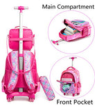 Girls Rolling Backpack Kids Backpacks with Wheels Backpack for Girls for School with Lunch Box Unicorn Reversible Sequin School Bags