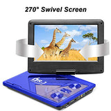 DR. J 11.5" Portable DVD Player with HD 9.5" Swivel Screen, Rechargeable Battery with Wall Charger, Car Charger and AV Cable, Sync TV Projector Function, Support USB Flash Drive SD Card, Region Free