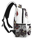 Casual Backpack,Chopper Customized Motorcycle With Club,Business Daypack Schoolbag For Men Women Teen