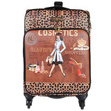 Nicole Lee Women'S 20" 4 Wheels Expandable Carry-On Luggage Cheetah Print, Cosmetics