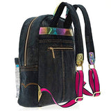 Denim Backpack With Fashion Design Multiple Compartments And Adjustable Straps