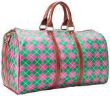 Sydney Love Argyle Small Duffel Carry On,Pink/Green,One Size