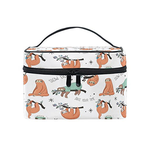 Makeup Bag Radio Sloth Travel Cosmetic Bags Organizer Train Case Toiletry Make Up Pouch