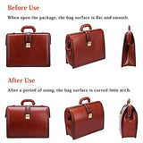 Banuce Full Grain Italian Leather Briefcase for Men 15 Inch Laptop Business Bag Lawyer Attache Case