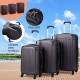 JAXPETY 3 Pcs Luggage Coded Lock Travel Set Bag ABS+PC Trolley Suitcase Deep GREY