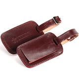 Logical Leather Luggage Tag Genuine Leather Travel Id Tags With Adjustable Leather Strap, Address