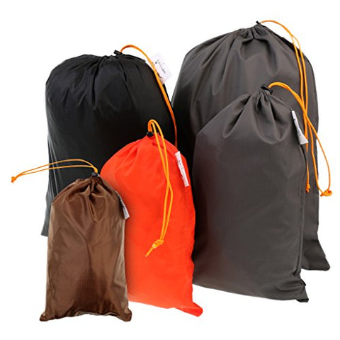 MonkeyJack 5 Pieces/ Set Drawstring Camping Travel Stuff Sack Reusable Durable Luggage Clothes