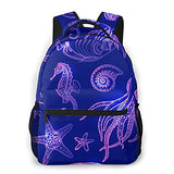 AoHanan Doodle Starfish Shells Squid Fish Backpack Boys Girls School Book Bag Laptop Backpacks Travel Hiking Camping Daypack
