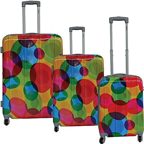 Mcbrine Luggage Lightweight Hardside 3-Piece Luggage Set (Circle Pattern Print)