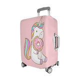 InterestPrint Cute Cartoon Unicorn Eating Donuts Travel Luggage Cover Suitcase Baggage Protector Fits 22"-25" Suitcase