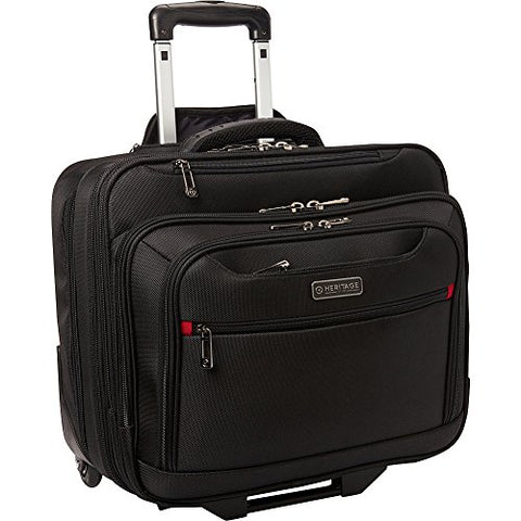 Heritage Polyester Wheeled Business Case Briefcase, Black, One Size