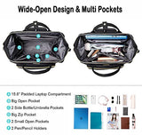 Laptop Backpack Women Teacher Backpack Nurse Bags, 15.6 Inch Womens Work Backpack Purse Waterproof Anti-theft Travel Back Pack with USB Charging Port (Black)