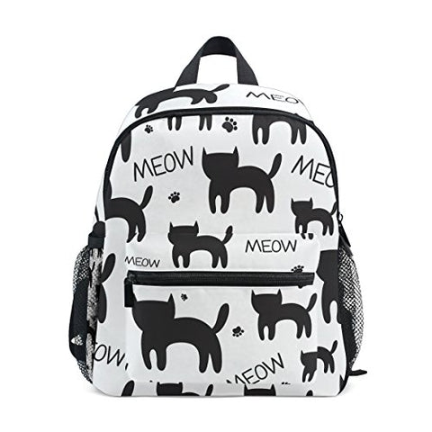 GIOVANIOR Cute Meow Black Cat Kitten Paws Travel School Backpack for Boys Girls Kids
