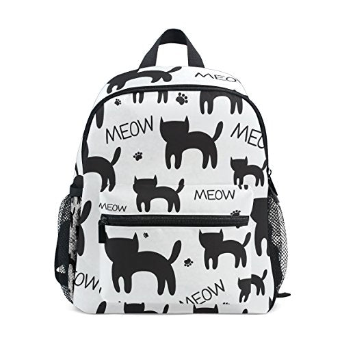GIOVANIOR Cute Meow Black Cat Kitten Paws Travel School Backpack for Boys Girls Kids