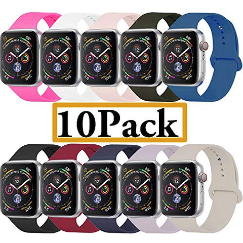 YANCH Compatible with for Apple Watch Band 42mm 44mm, Soft Silicone Sport Band Replacement Wrist