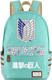 Roffatide Anime Attack on Titan Wings of Freedom Canvas Backpack Polka Dots School Bag Printed Rucksack Daypacks Green