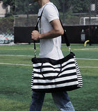 Travel Totes Luggage, Canvas Travel Storage Bag, Blue Stripes