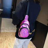 Aibearty Women Sequin Sling Bag Chest Crossbody Shoulder Bags Business Backpack Outdoor