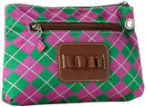Sydney Love Argyle Wristlet Cosmetic Case,Pink/Green,One Size