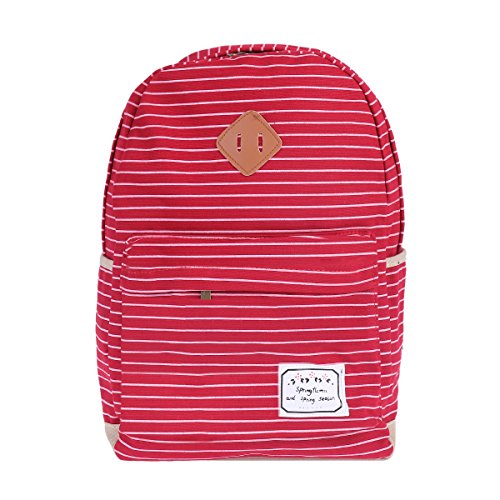 Damara Womens Pinstripe Canvas Daily Large Shoulders Bag,Red