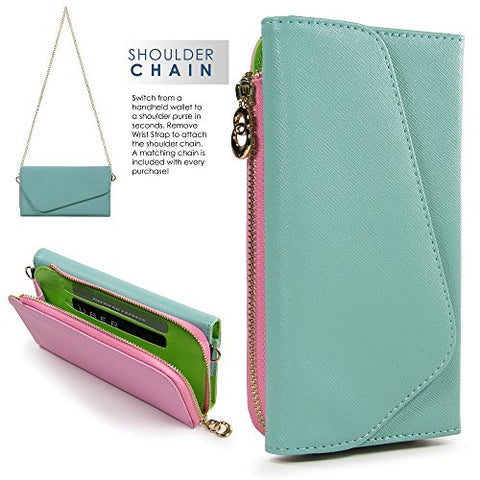 Mint Two-Tone Samsung Galaxy Note 4, Note 5 Clutch With Shoulder Strap