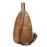 Sealinf Men'S Full Grain Leather Chest Bag Cross Body Sling Backpack (Brown)
