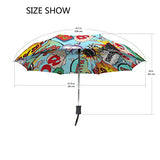 GIOVANIOR Comic Speech Bubbles Bang! Boom! Umbrella Double Sided Canopy Auto Open Close Foldable
